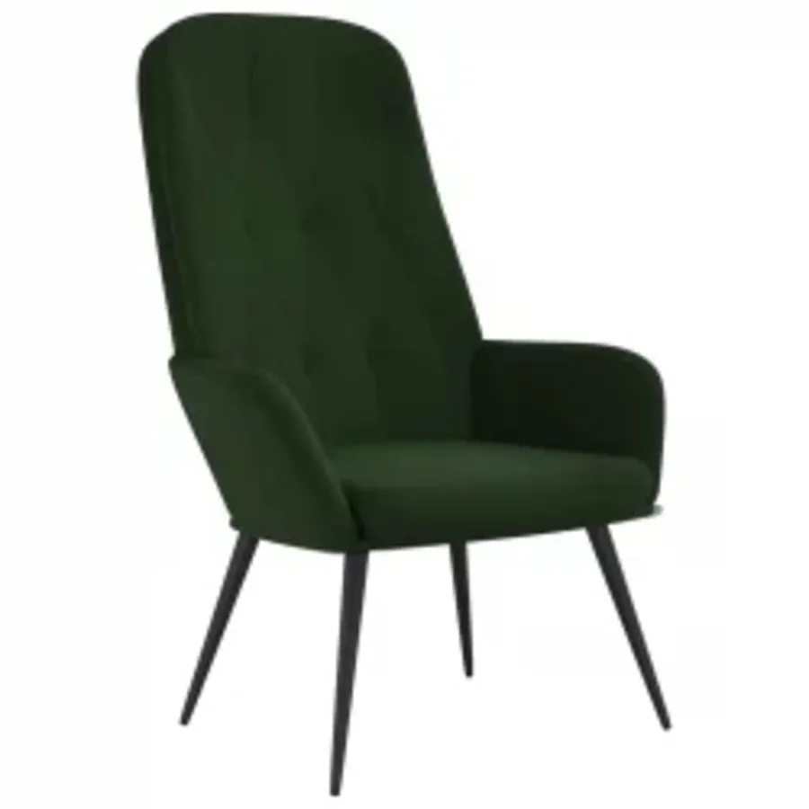 Chaise de relaxation avec repose-pied Vert foncé Velours - 4
