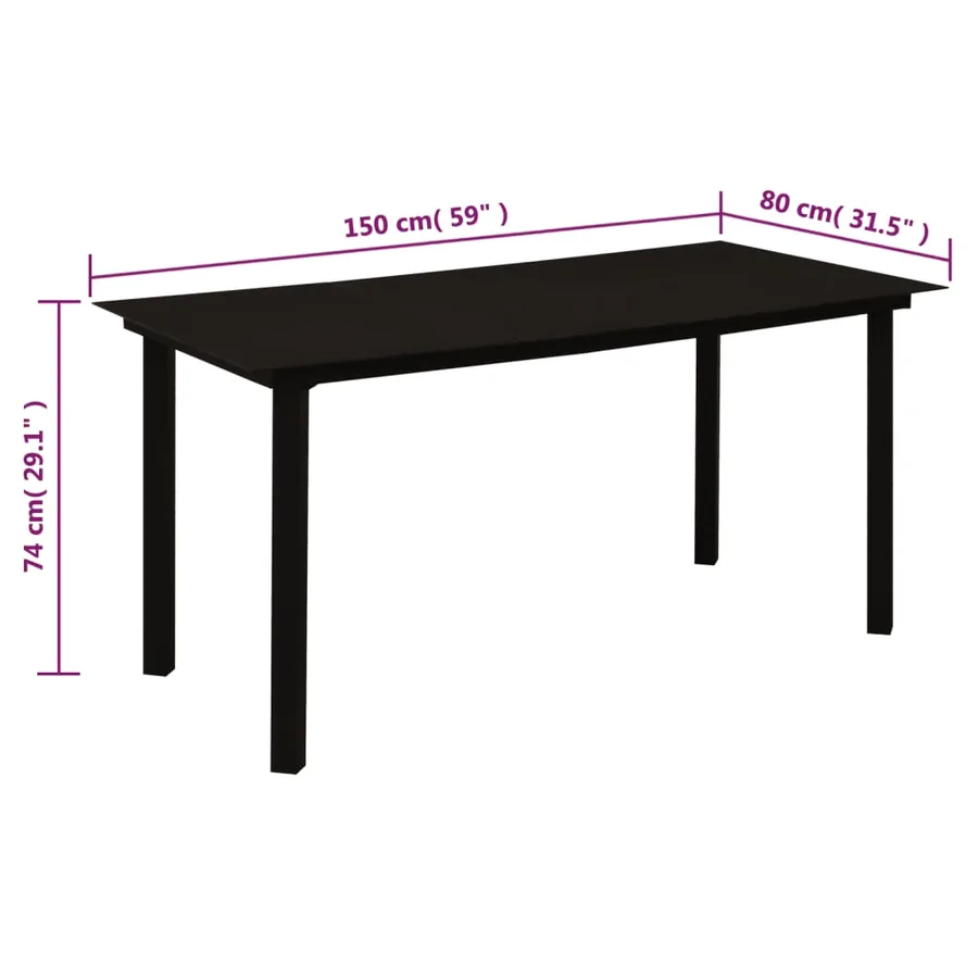 Ensemble à manger de jardin 5 pcs Noir Rotin PVC - 12