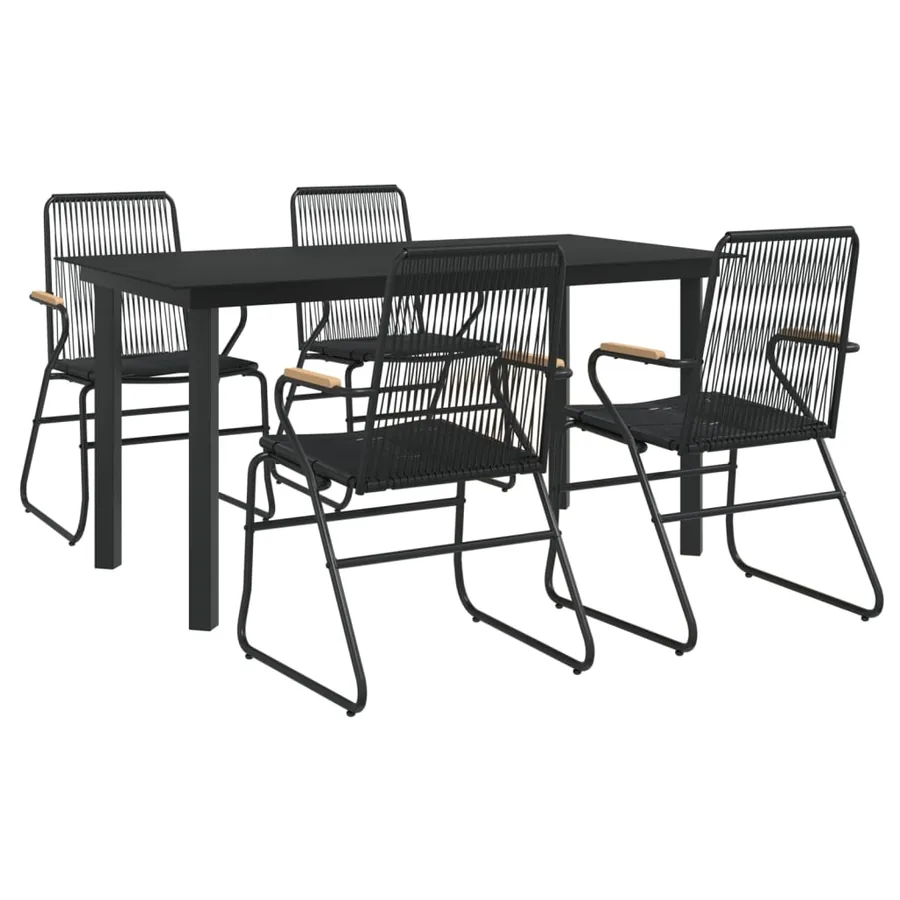 Ensemble à manger de jardin 5 pcs Noir Rotin PVC - 3