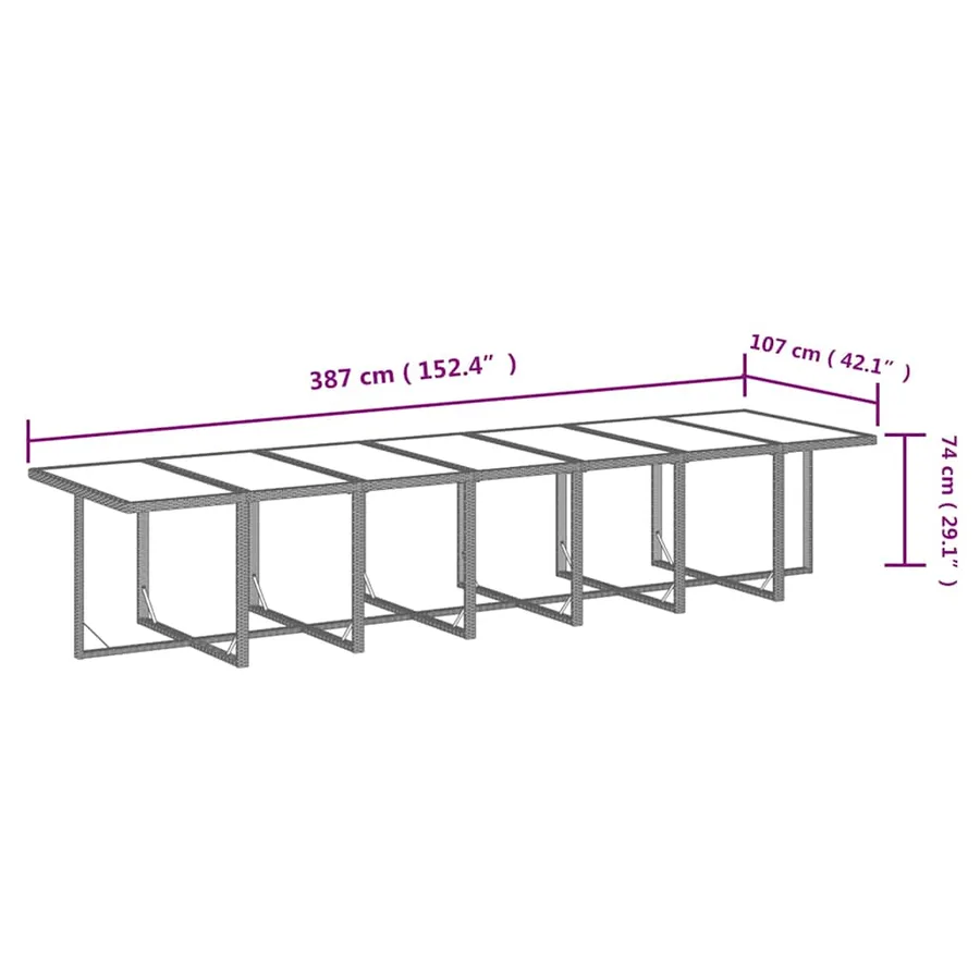 Ensemble à manger de jardin coussins 19 pcs Résine tressée - 13