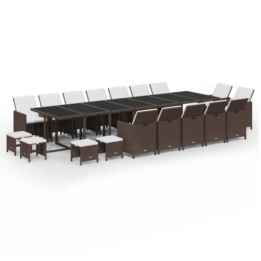 Ensemble à manger de jardin coussins 19 pcs Résine tressée - 2