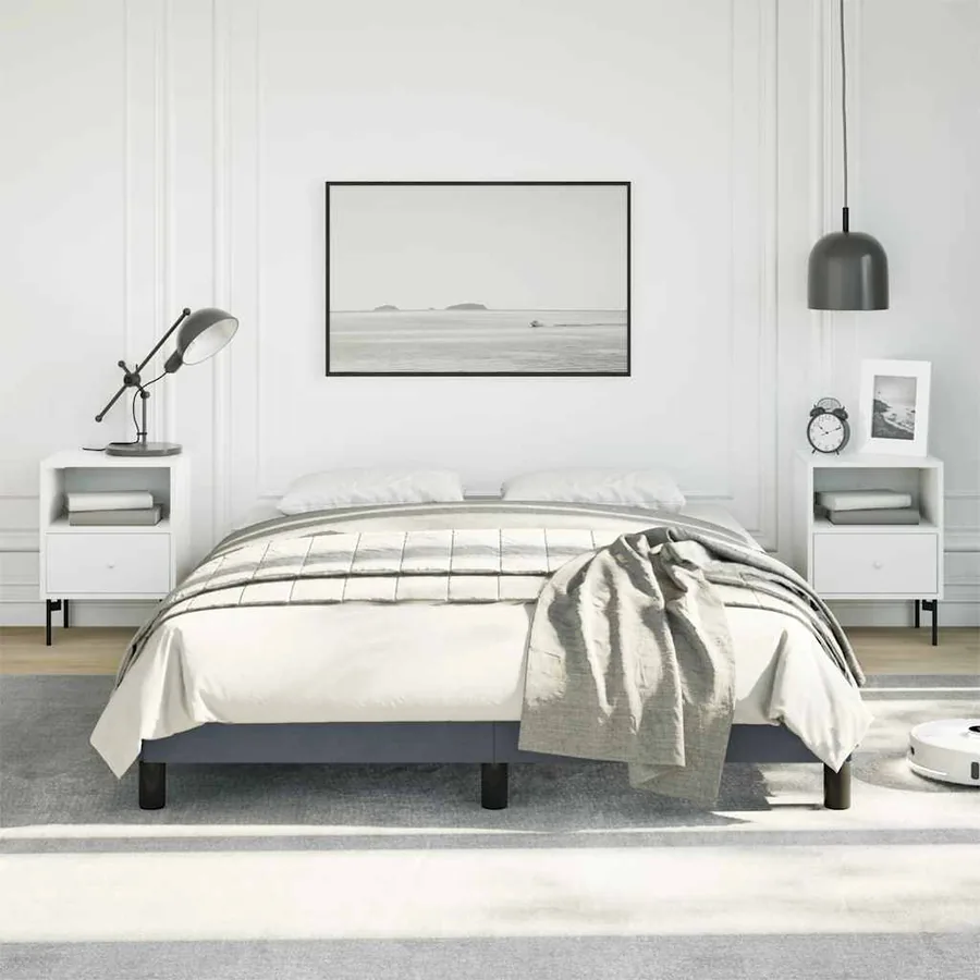 Cadre de lit gris foncé 137x190 cm velours - 4