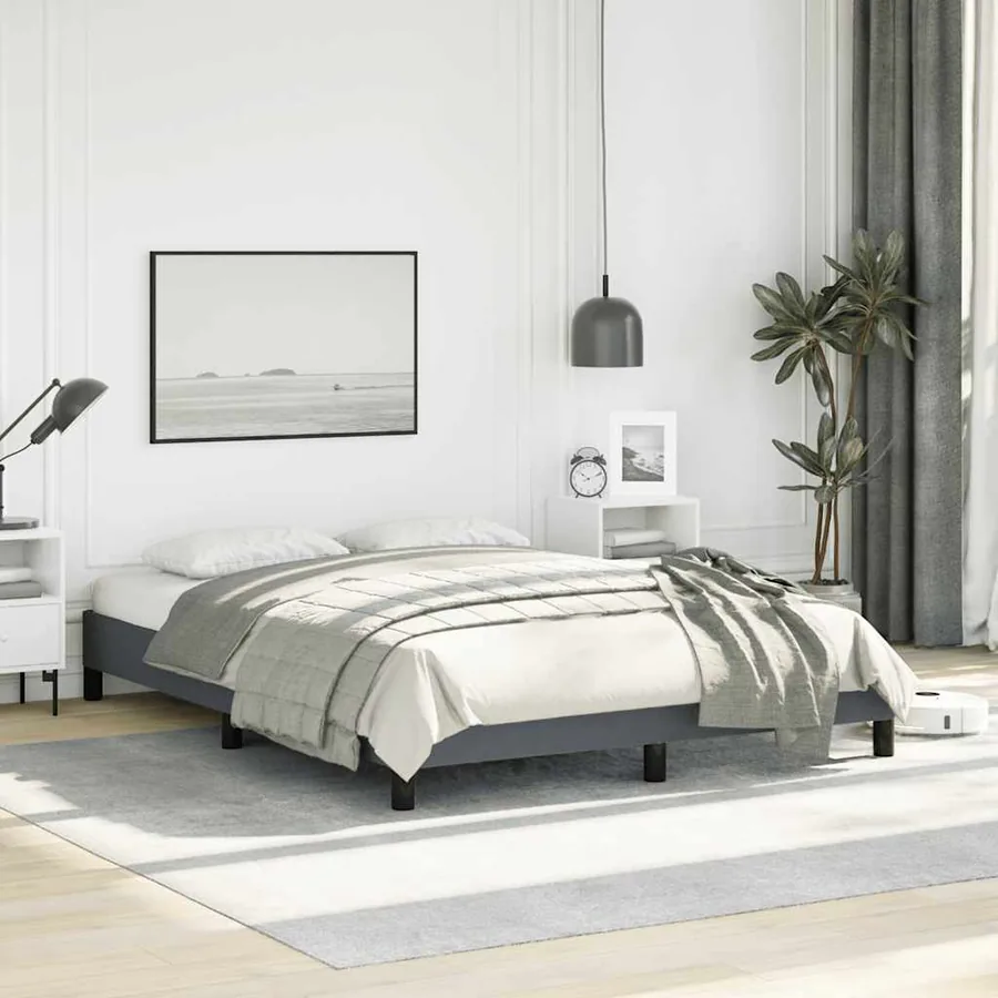 Cadre de lit gris foncé 137x190 cm velours - 5