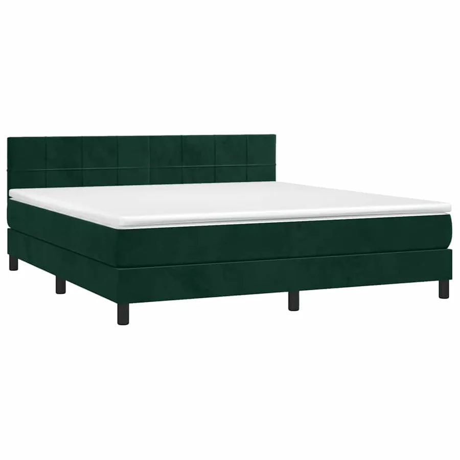 Sommier à lattes de lit avec matelas LED Vert foncé 160x200 cm - 4