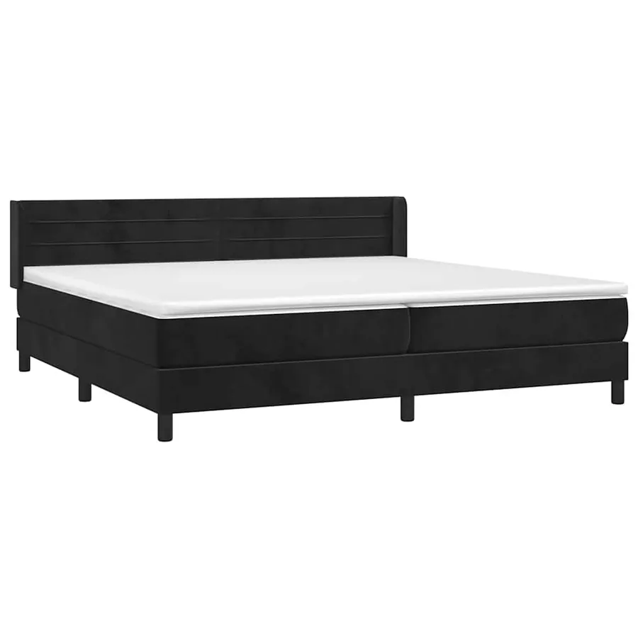Sommier à lattes de lit et matelas Noir 200x200 cm Velours - 3