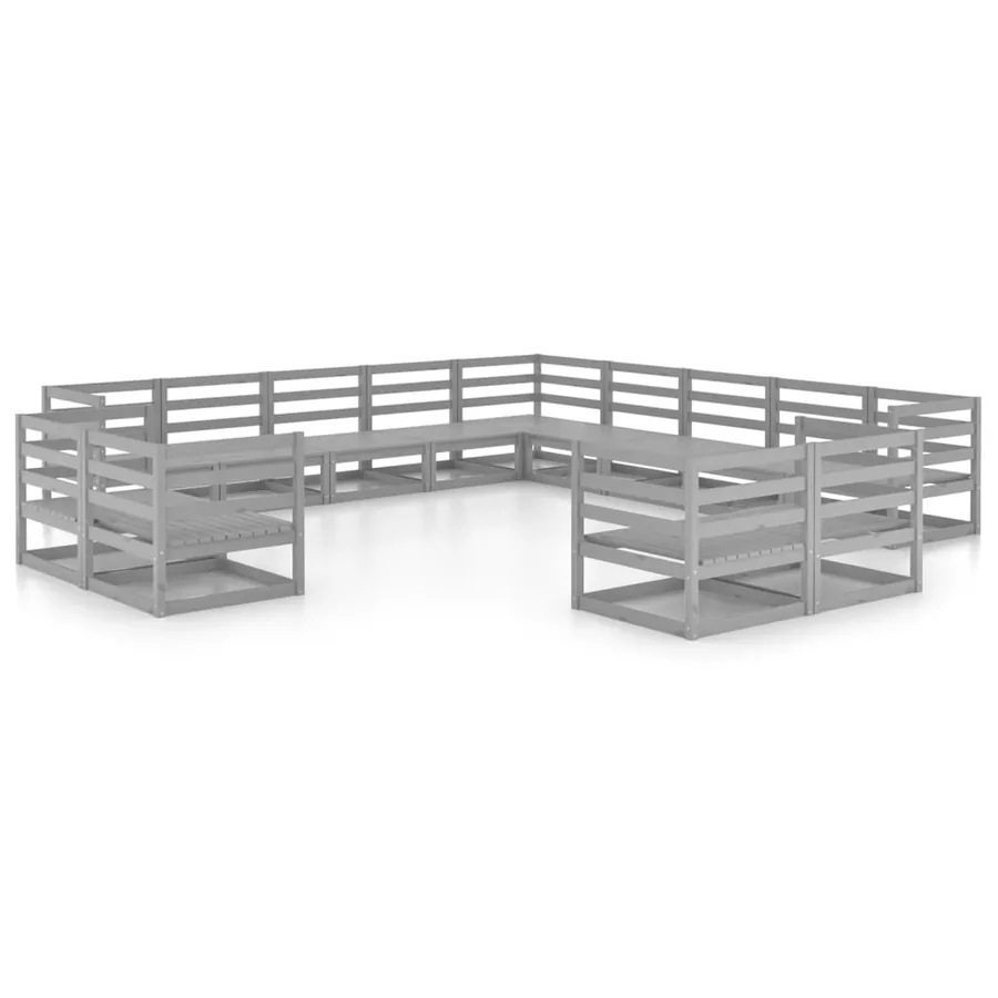 Salon de jardin 13 pcs bois de pin massif - 2