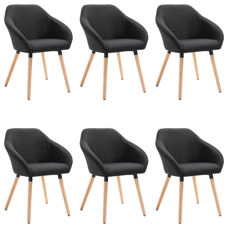 Chaises à manger lot de 6 noir tissu - 2