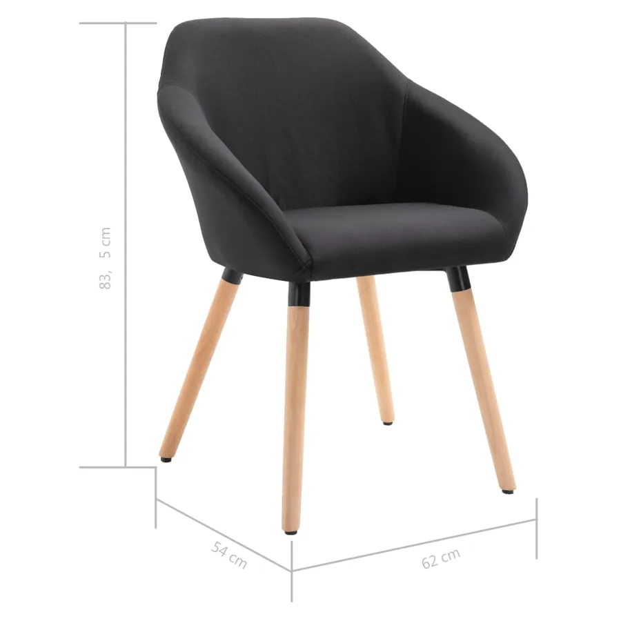 Chaises à manger lot de 6 noir tissu - 8