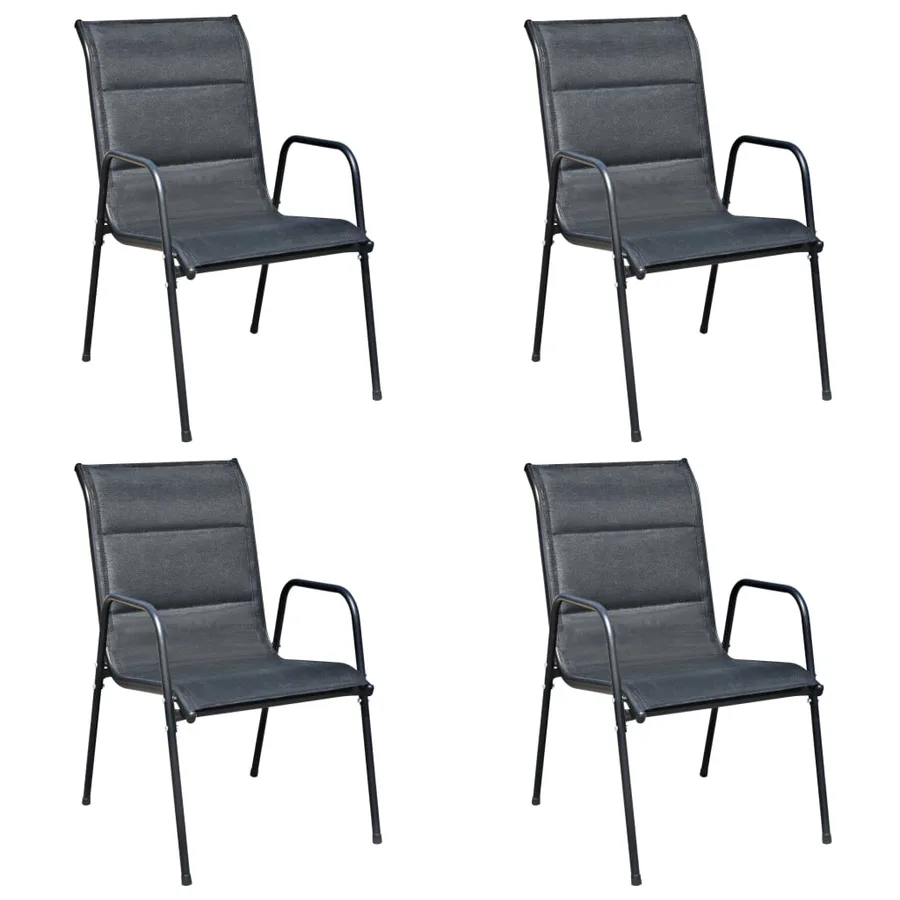 Mobilier de salle à manger d'extérieur 5 pcs Acier Noir - 5