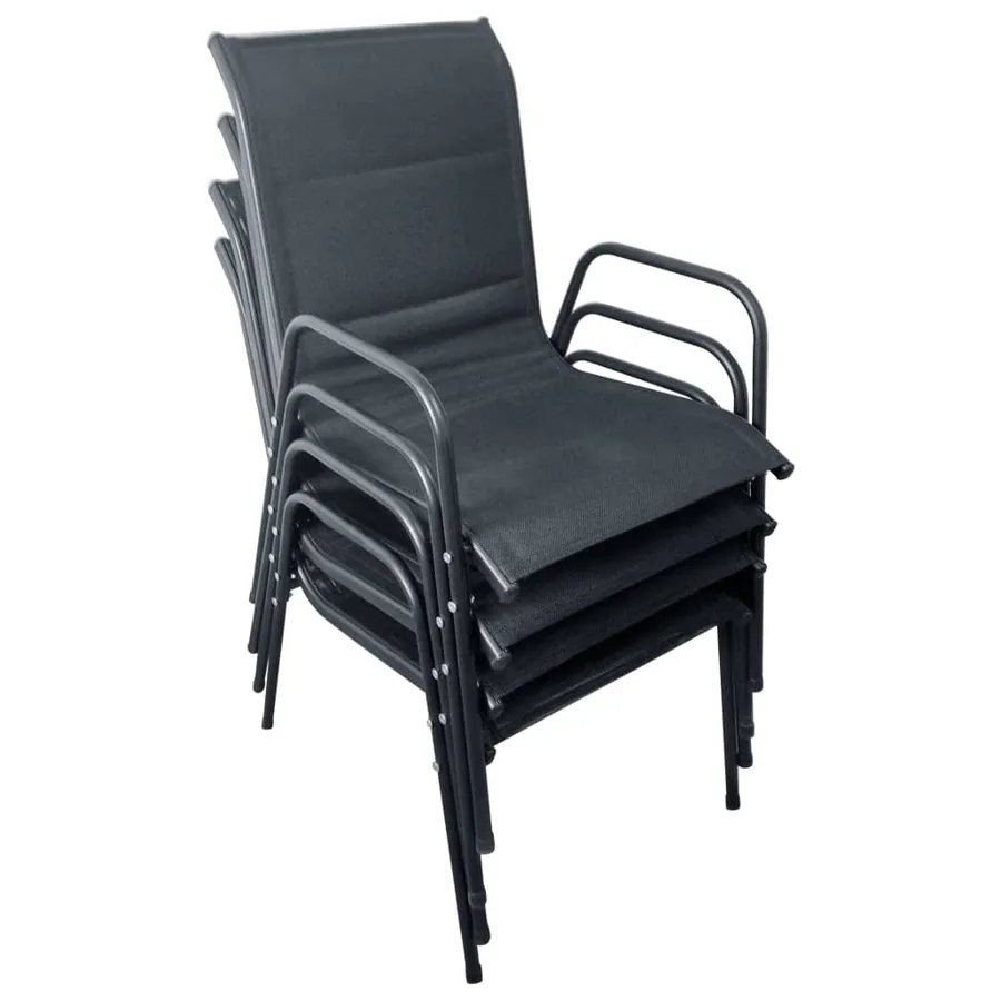 Mobilier de salle à manger d'extérieur 5 pcs Acier Noir - 6