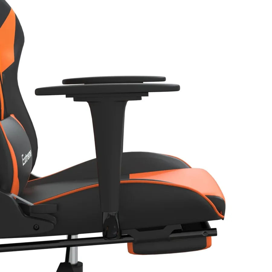 Chaise de jeu de massage et repose-pied Noir orange Similicuir - 11
