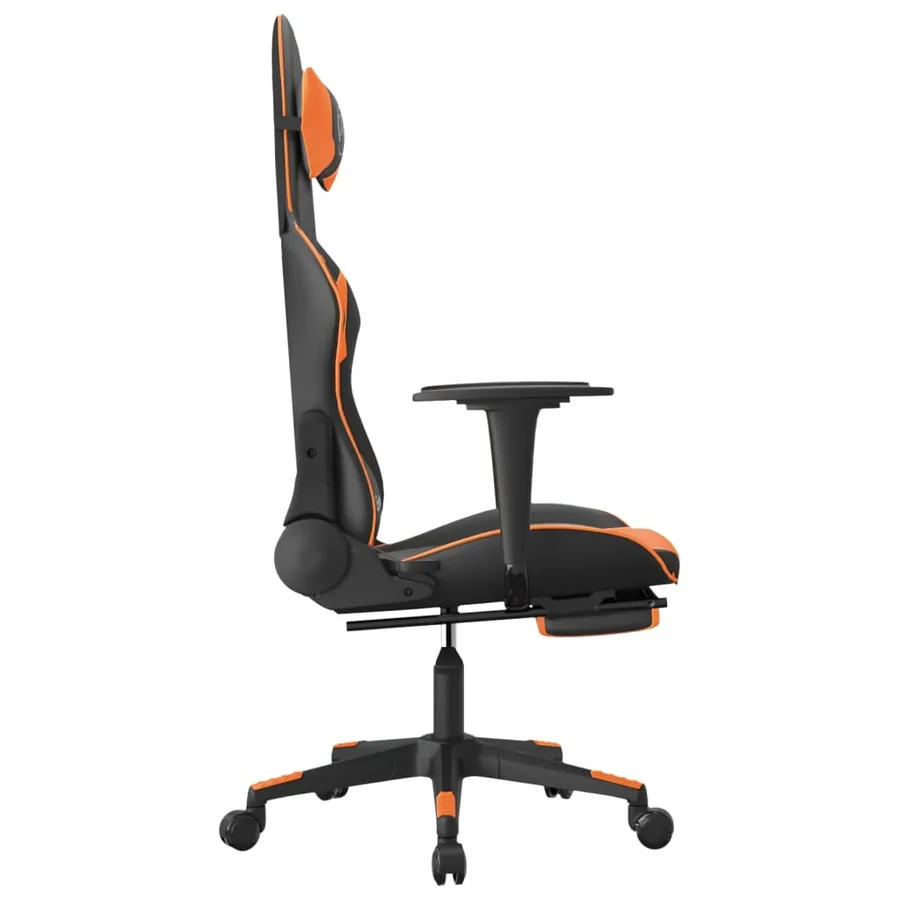 Chaise de jeu de massage et repose-pied Noir orange Similicuir - 5