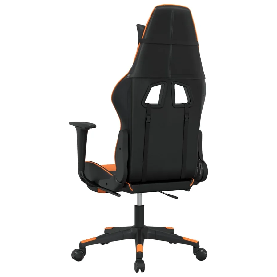 Chaise de jeu de massage et repose-pied Noir orange Similicuir - 6