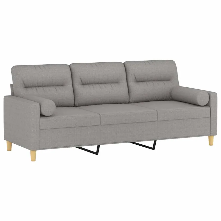 Canapé 3 places et oreillers et coussins Gris clair 180cm Tissu - 3
