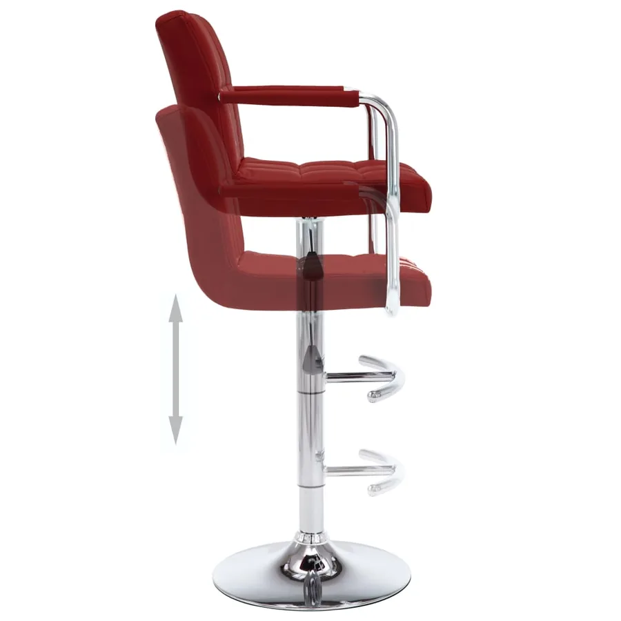 Tabourets de bar lot de 2 rouge bordeaux similicuir - 5