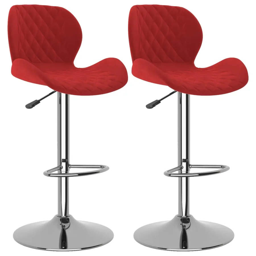 Tabourets de bar lot de 2 rouge bordeaux velours - 2