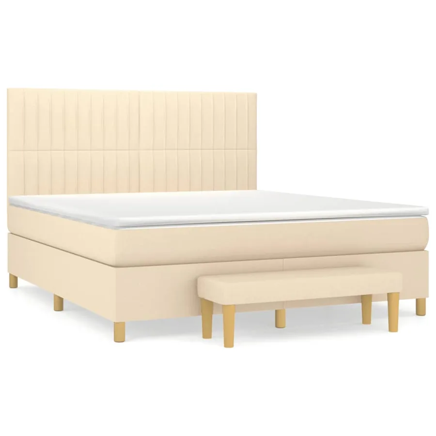 Sommier à lattes de lit avec matelas Crème 160x200 cm Tissu - 2