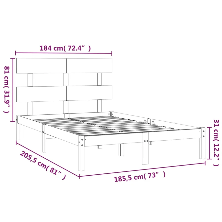 Cadre de lit sans matelas 180x200 cm bois massif - 6
