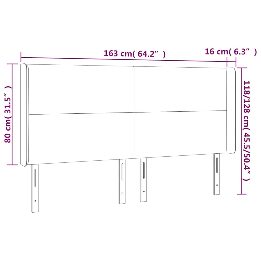 Tête de lit à LED Vert foncé 163x16x118/128 cm Velours - 7