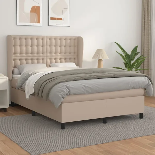 Sommier à lattes de lit avec matelas Cappuccino 140x200 cm