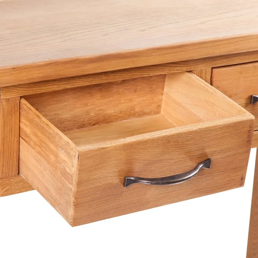 Table console avec 2 tiroirs 83x30x73 cm Bois de chêne massif - 3