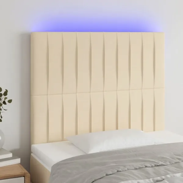 Tête de lit à LED Crème 100x5x118/128 cm Tissu
