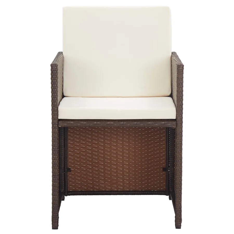Ensemble à manger d'extérieur avec coussins 17 pcs rotin Marron - 10
