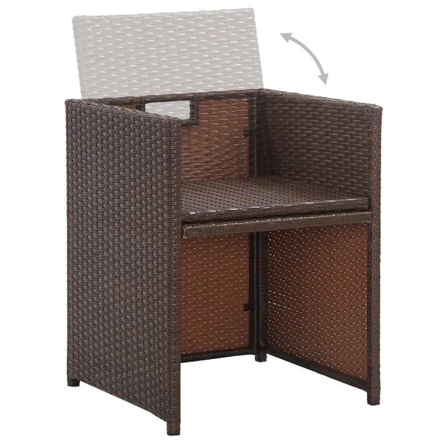 Ensemble à manger d'extérieur avec coussins 17 pcs rotin Marron - 11