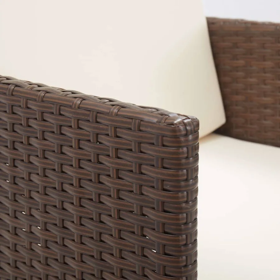 Ensemble à manger d'extérieur avec coussins 17 pcs rotin Marron - 12
