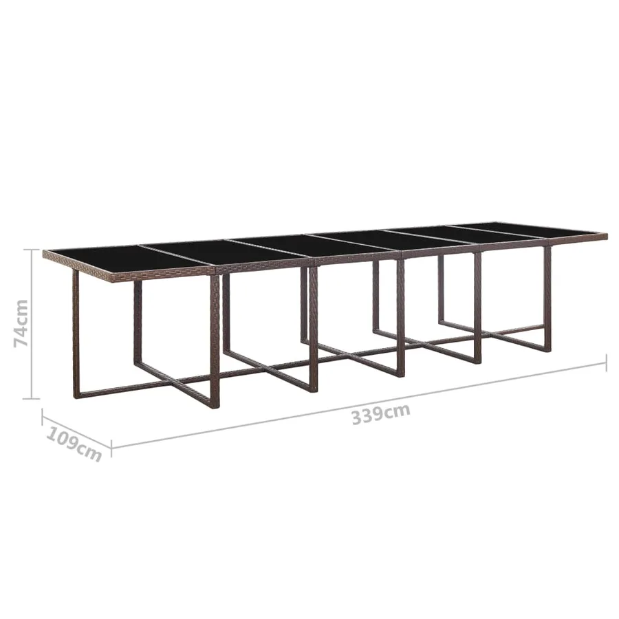 Ensemble à manger d'extérieur avec coussins 17 pcs rotin Marron - 13