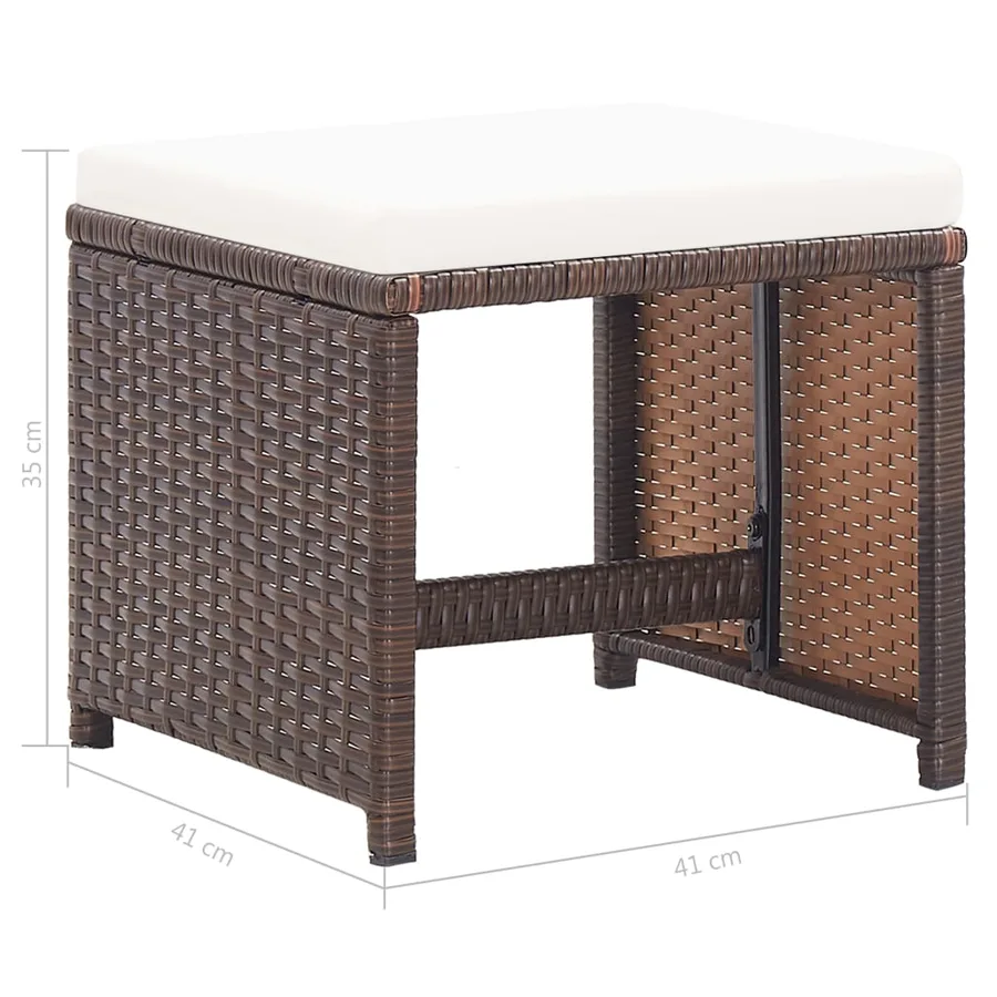 Ensemble à manger d'extérieur avec coussins 17 pcs rotin Marron - 14