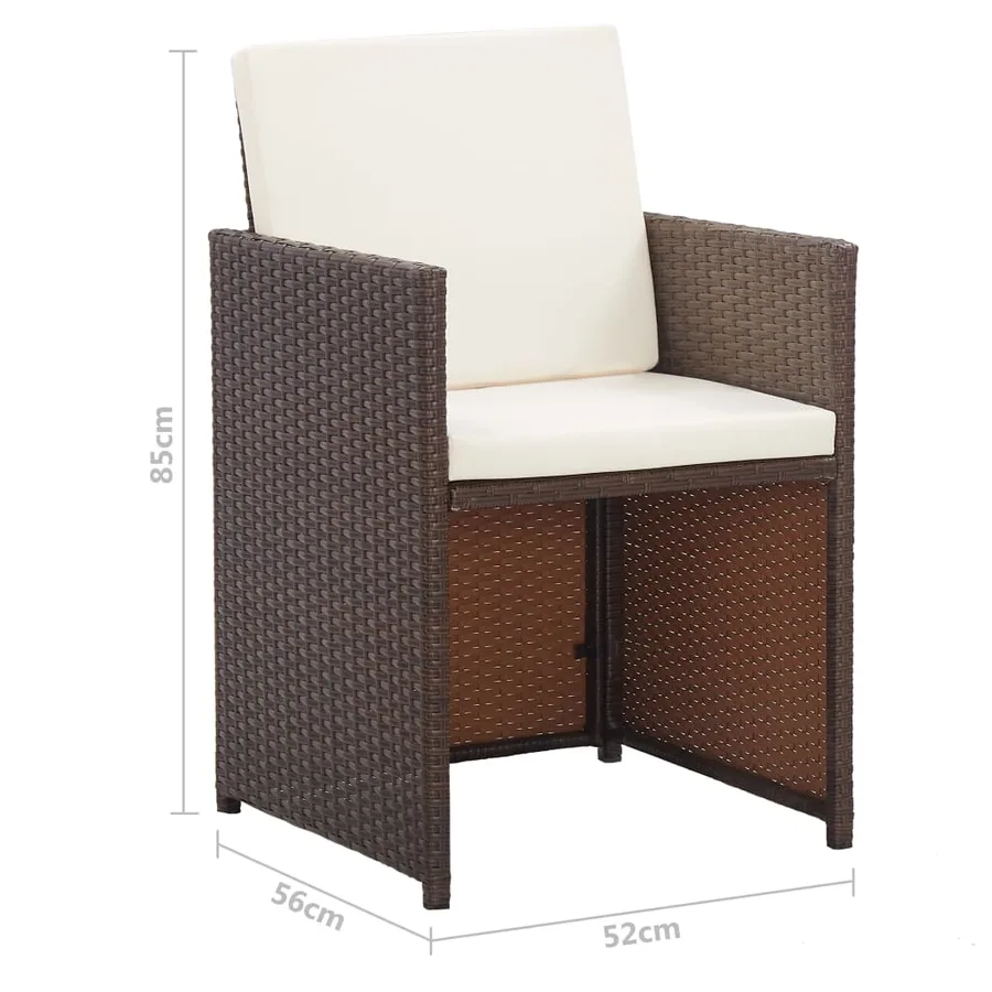 Ensemble à manger d'extérieur avec coussins 17 pcs rotin Marron - 15