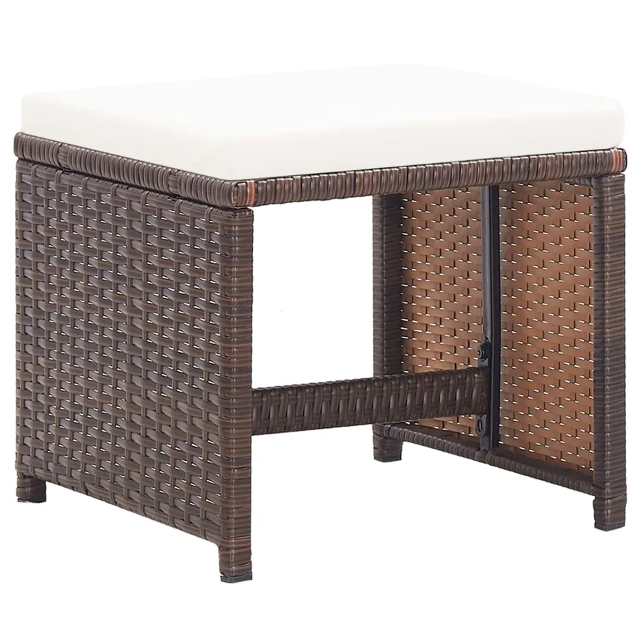 Ensemble à manger d'extérieur avec coussins 17 pcs rotin Marron - 6