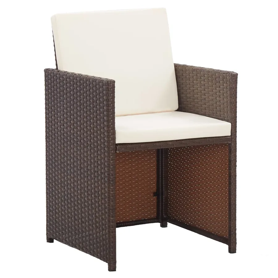 Ensemble à manger d'extérieur avec coussins 17 pcs rotin Marron - 9