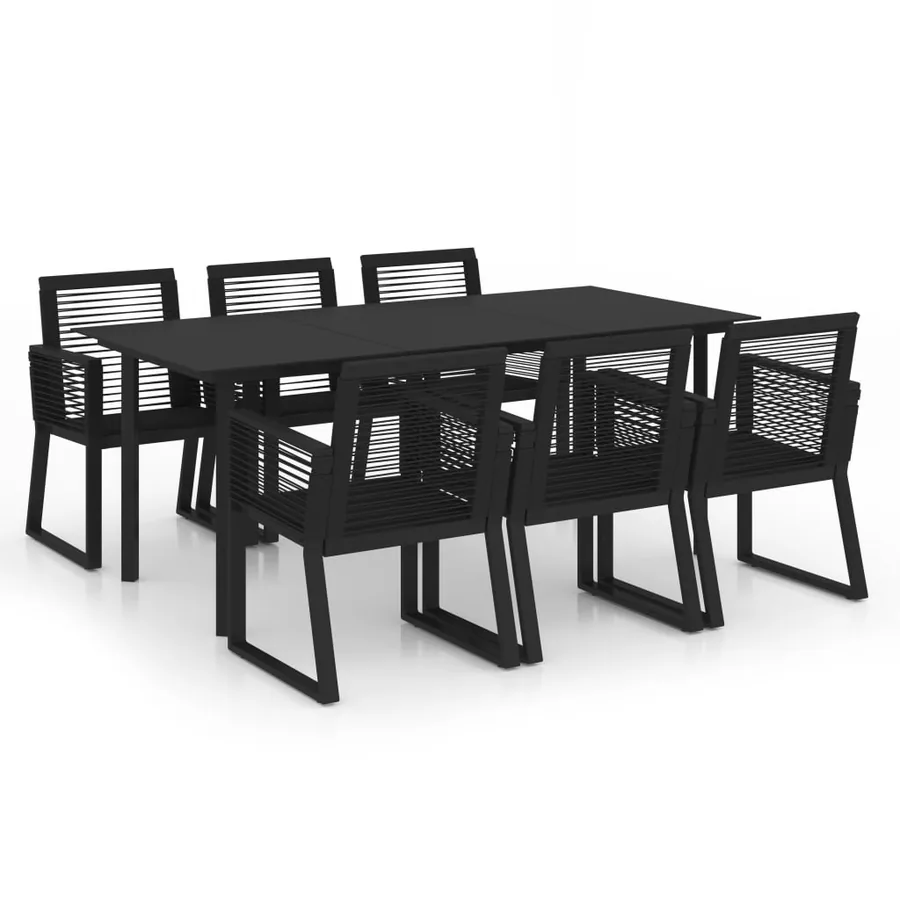 Ensemble à manger d'extérieur 7 pcs Rotin PVC Noir - 2