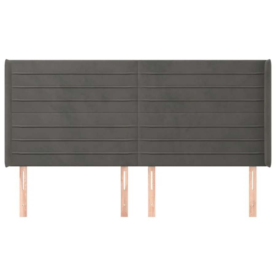 Tête de lit avec oreilles Gris foncé 163x16x118/128 cm Velours - 3