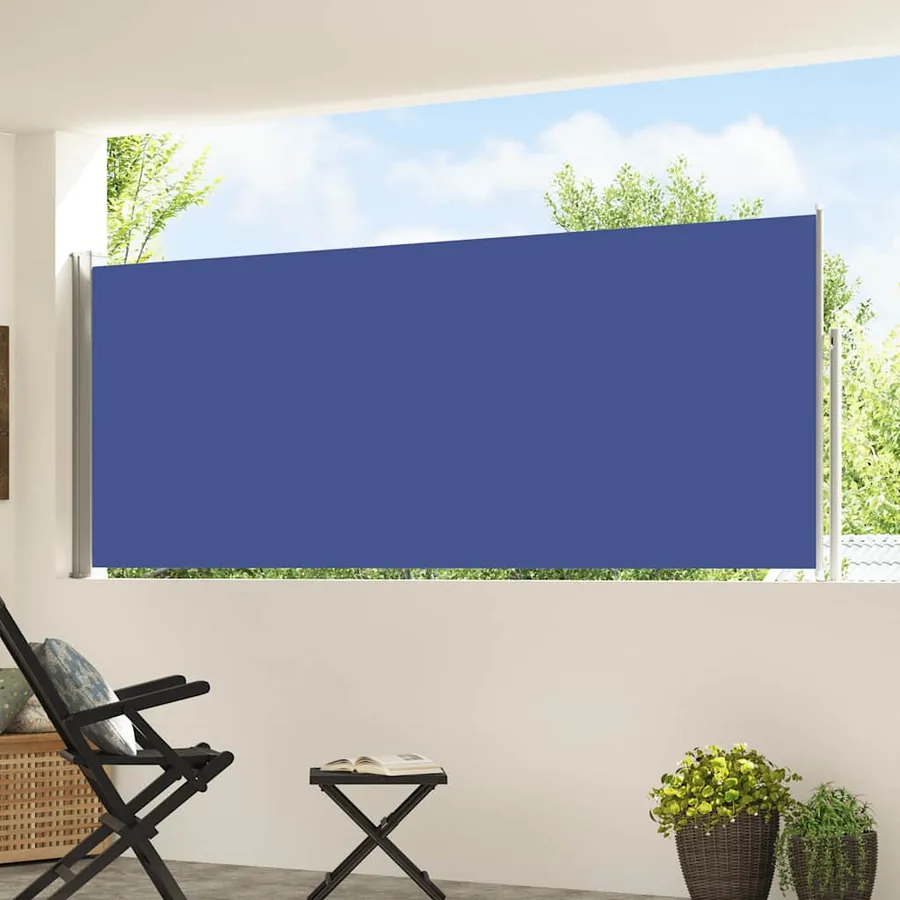 Auvent latéral rétractable de patio 120x500 cm Bleu - 3