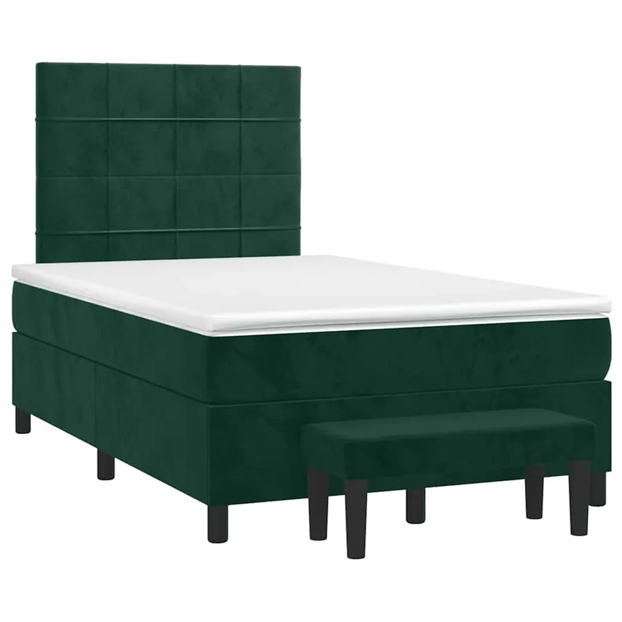 Sommier à lattes de lit et matelas Vert foncé 120x200cm Velours - 3