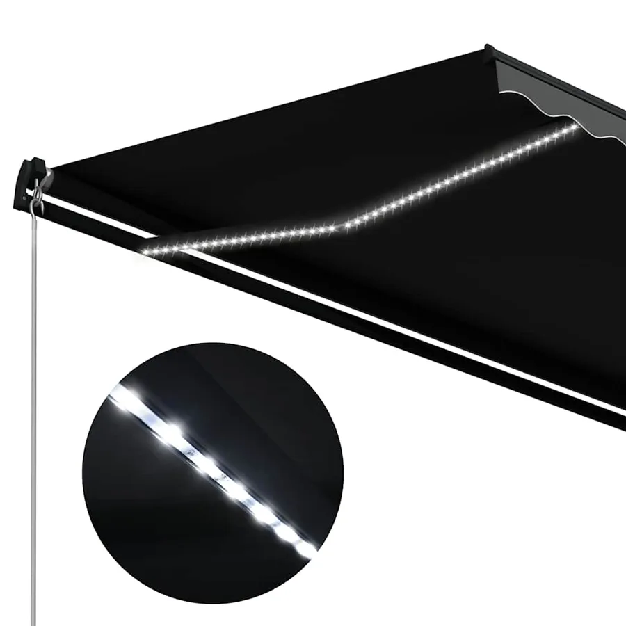 Auvent manuel rétractable avec LED 300x250 cm Anthracite - 6