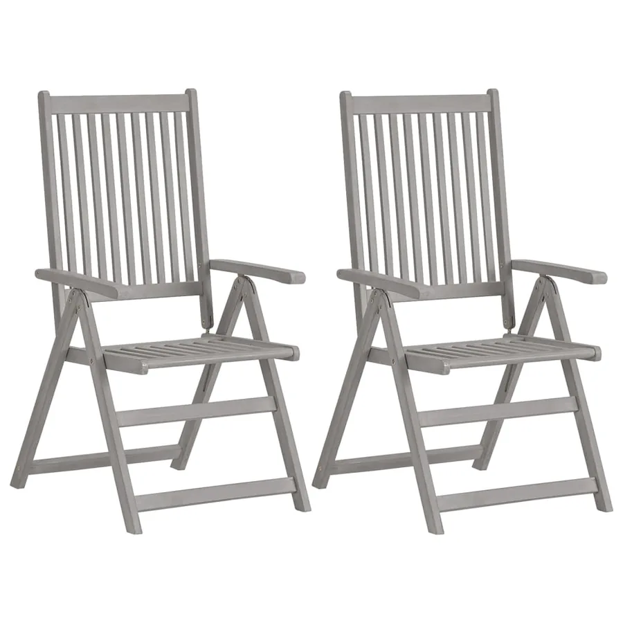 Chaises inclinables de jardin lot de 2 et coussins Bois acacia - 2