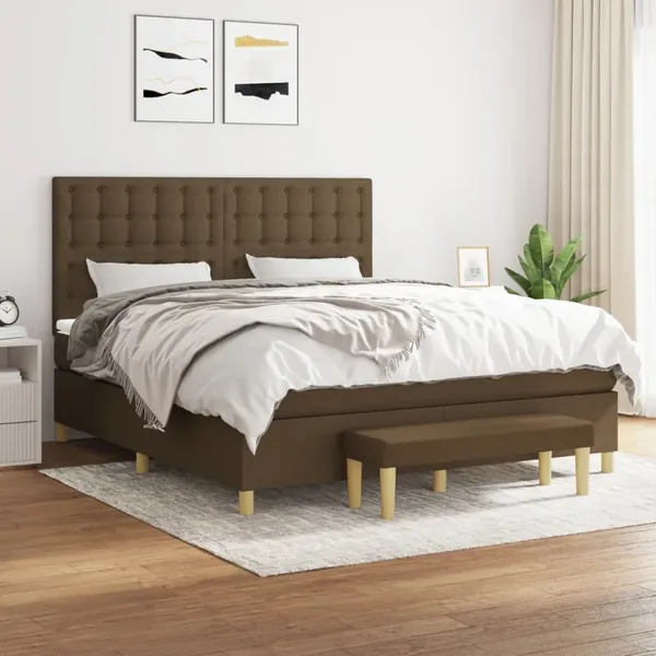 Sommier à lattes de lit avec matelas Marron foncé 160x200 cm