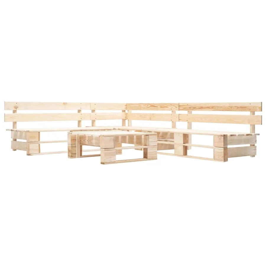 Salon de jardin palette 4 pcs avec coussins gris bois - 3