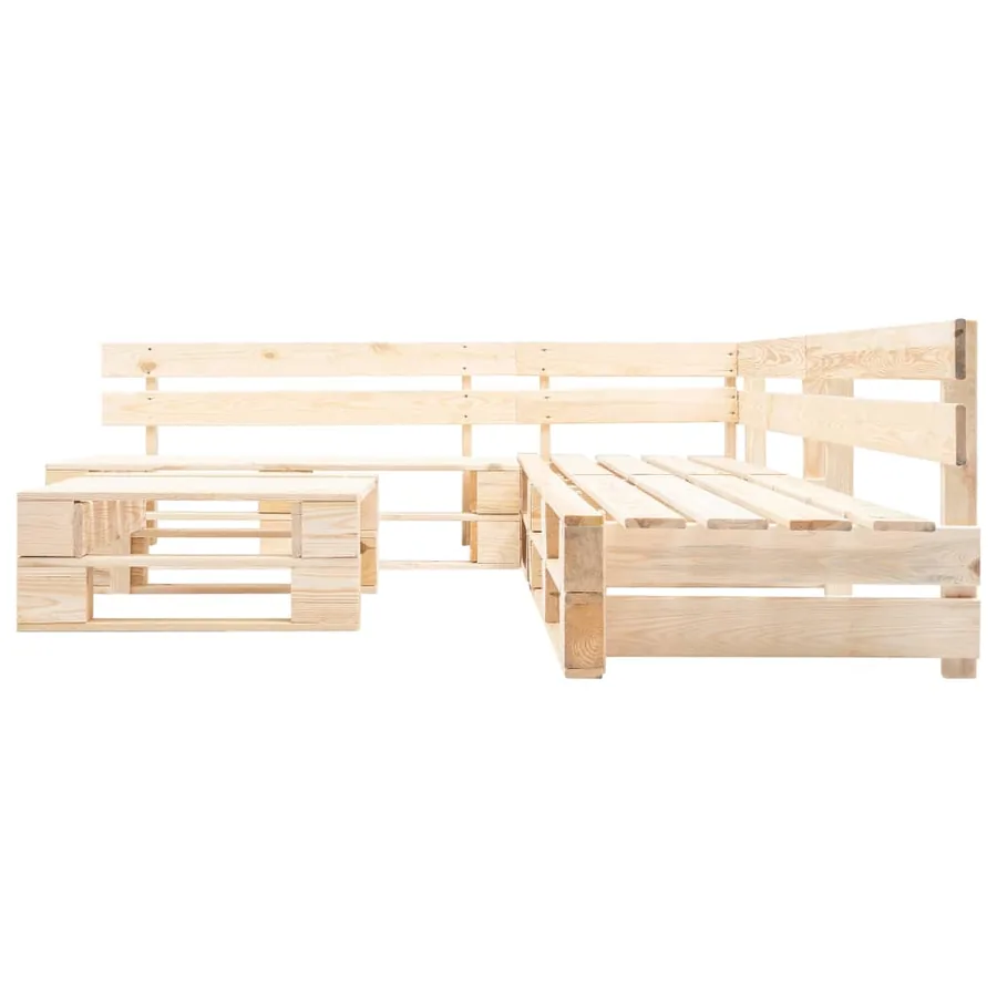 Salon de jardin palette 4 pcs avec coussins gris bois - 4
