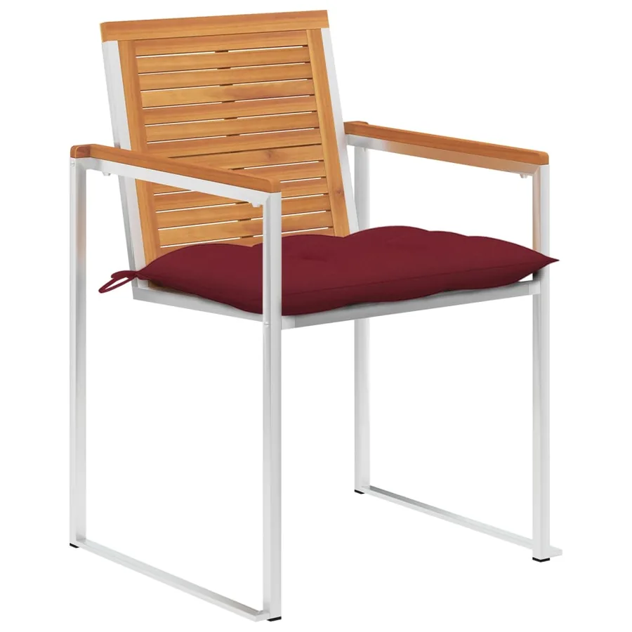 Chaises de jardin lot de 8 avec coussins Bois d'acacia solide - 2