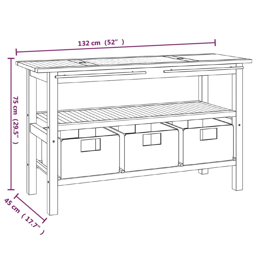 Armoire de salle de bain et lavabos en marbre crème Teck massif - 6