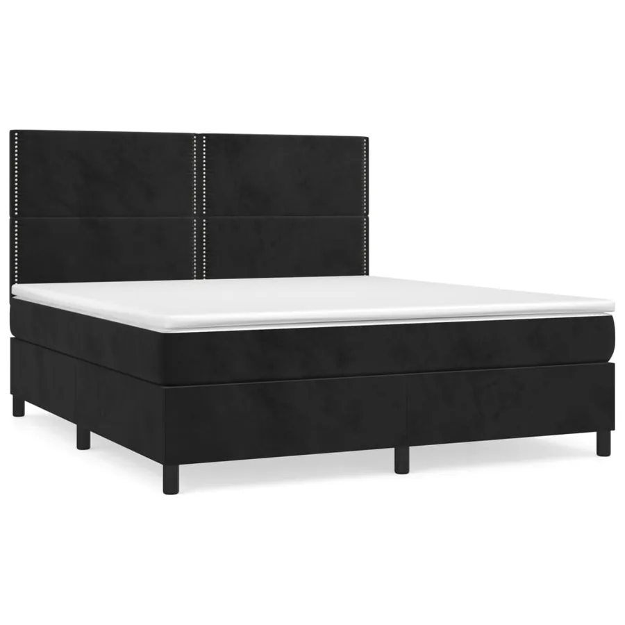 Sommier à lattes de lit avec matelas Noir 180x200 cm Velours - 2