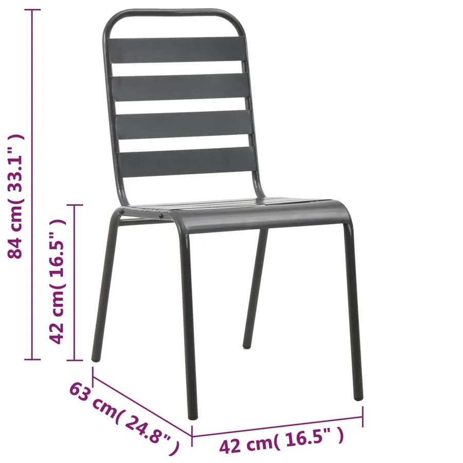 Ensemble à manger d'extérieur 5 pcs Acier Gris foncé - 12