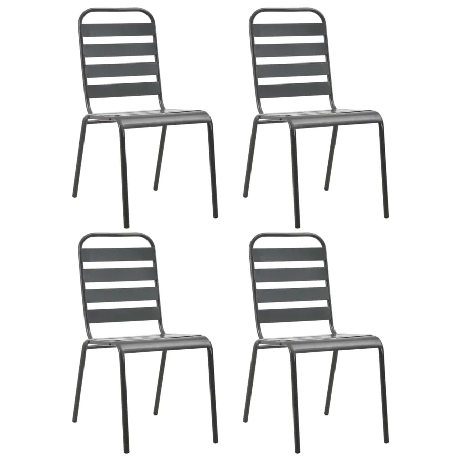 Ensemble à manger d'extérieur 5 pcs Acier Gris foncé - 5