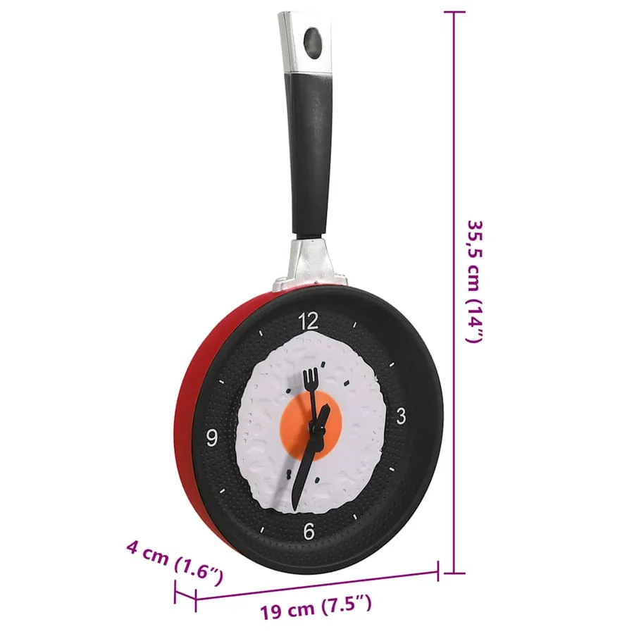 325164 vidaXL Wall Clock with Fried Egg Pan Design 18,8 cm - 6