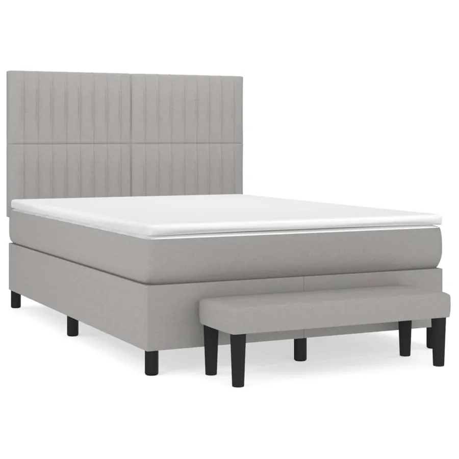 Sommier à lattes de lit avec matelas Gris clair 140x200cm Tissu - 2